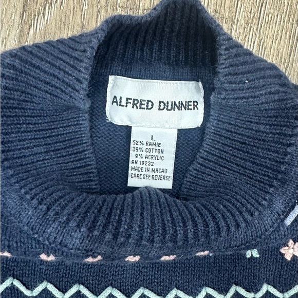 Alfred Dunner Navy Knit Sweater with Pastel Accents - Picture 2 of 2